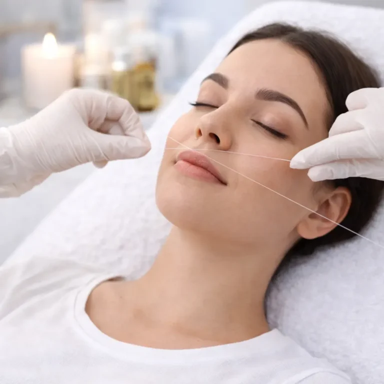 Epilation au fil sourcils, levres et menton